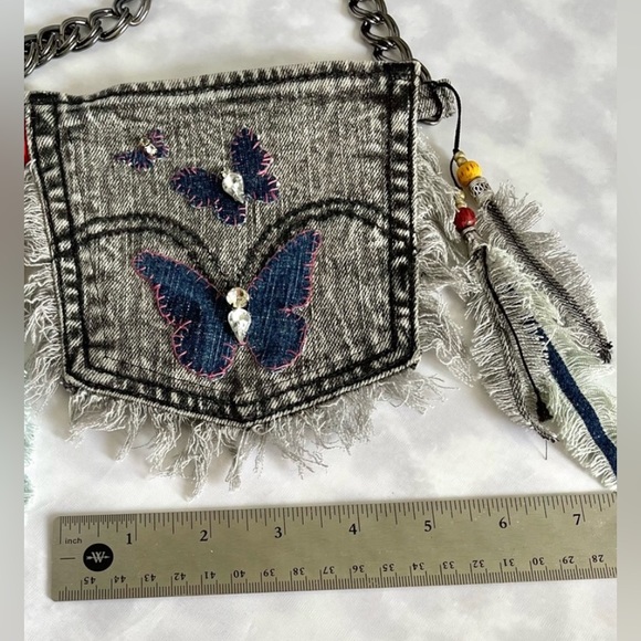 Cross body bag-Upcycled Denim jean bag-strong, made from recycle Levi's jean - Picture 12 of 13